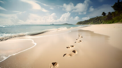 Sandy tropical beach with palm trees (ai generated)