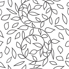 Spring pattern with plants. Vector botanical elements. Handmade flowers.