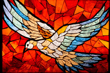 A white dove flies and to symbolise the Holy Spirit and Pentecost. Generative AI