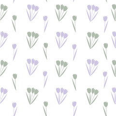 Spring pattern with plants. Vector botanical elements. Handmade flowers.