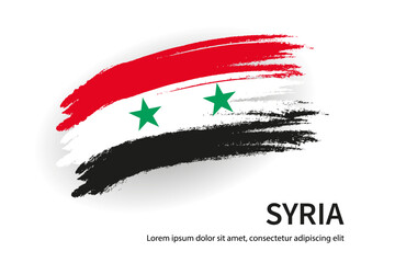 The national flag of Syria with the effect of a curved brush on a white background