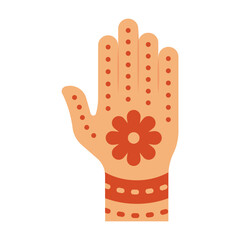 Stylish henna mehndi Concept, Art Work on Hand vector color icon Design, Ramadan and Eid al-Fitr Symbol, Islamic and Muslims fasting Sign, Arabic holidays celebration stock illustration