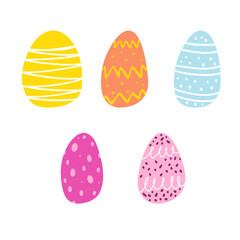 Set of hand drawn Easter eggs. Vector illustration of colorful Easter decoration
