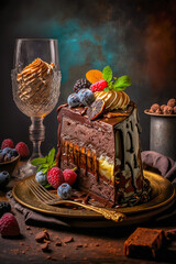 Fototapeta na wymiar Chocolate Parfait Cake National Chocolate Parfait Day Monday 1 May 2023