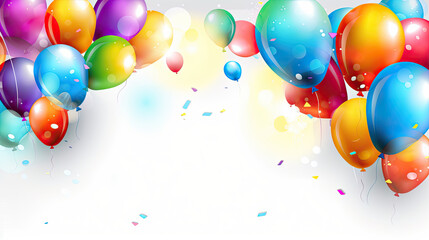 Birthday Party Background with Balloons. Illustration AI Generative.