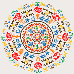Round color background with traditional symbols