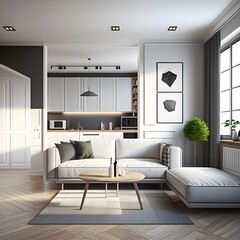 Illustration of modern livingroom, Generative AI