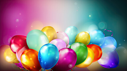 Birthday Party Background with Balloons. Illustration AI Generative.