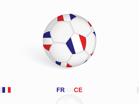 Soccer ball with the France flag, football sport equipment.