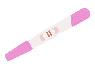 Pregnancy test with positive result semi flat color vector object. Editable icon. Full sized element on white. Simple cartoon style spot illustration for web graphic design and animation