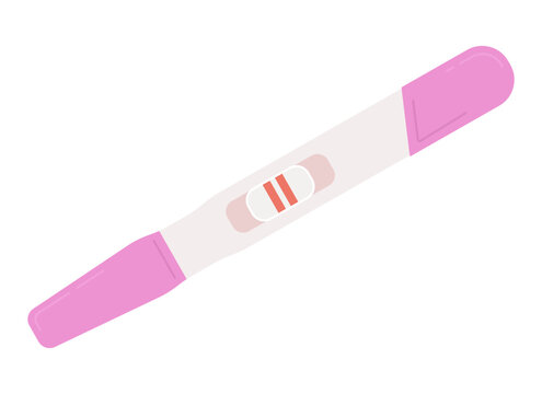 Pregnancy test with positive result semi flat color vector object. Editable icon. Full sized element on white. Simple cartoon style spot illustration for web graphic design and animation
