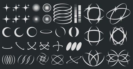 Y2K retro style kit. Surreal geometric shapes, figures and patterns.