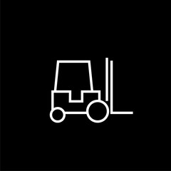 Forklift icon isolated on black background 