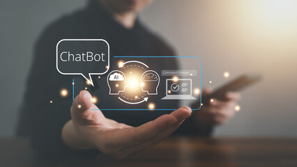 AI Chat bot ChatBot Technology and business design, global internet communication application concept.