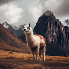 Alpakas in the mountains