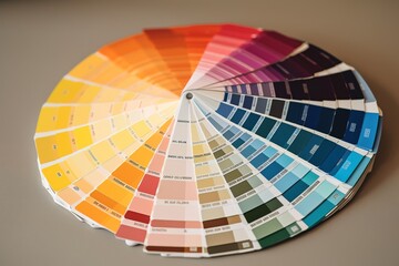 An opened pantone card ready for the interior designer to choose the color of the walls or the print for her next design. Generative ai