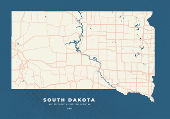South Dakota map vector poster flyer	
