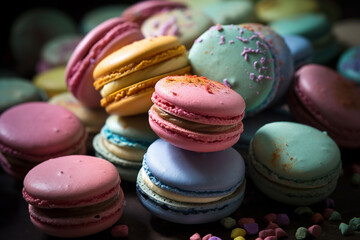 Fototapeta na wymiar Macaroons food snack colorful pastel style. 