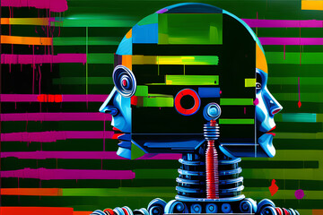 GPT 4, AI, Robot, ai projects, illustration, background, pop art, digital art.