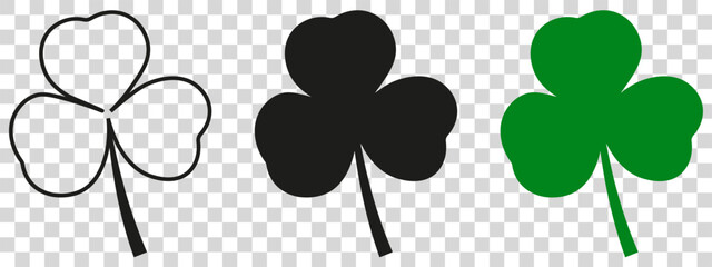 Fototapeta premium Four leaf clover icon. Black icon isolated on white background. Clover silhouette. Simple icon. Web site page and mobile app design vector element.