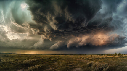 Naklejka na ściany i meble midjourney generated image of a powerful stormy sky