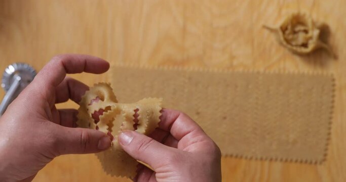 Watch the transformation unfold as chebakia dough is expertly shaped into intricate twists and knots