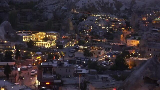 Aerial night view of Cappadocia