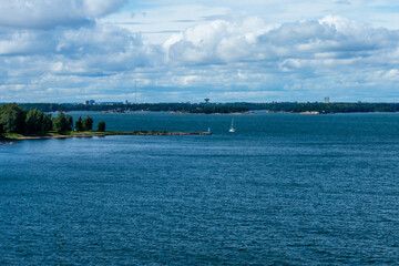 Fototapeta na wymiar View from the port in Helsinki city, Finland