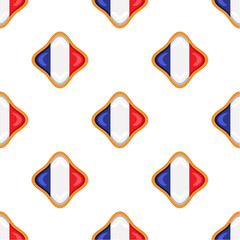 Pattern cookie with flag country France in tasty biscuit