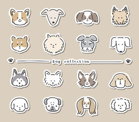 犬のイラストセット　フチ有り