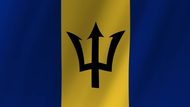 Animation of Barbados flag waving in the wind. Realistic animated Barbados Flag. Background with flag of Barbados for Barbados independence day. Video for graphic editing, 4k animation, 3d rendering - Powered by Adobe