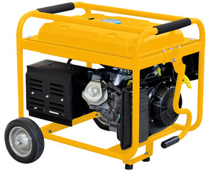 Portable electric AC generator, isolated on white. Diesel or petrol generator for home and industrial
