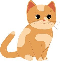 Cute spotted orange cat isolated on white background. Vector flat illustration