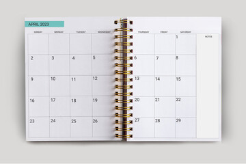 Planner book monthly organizer for April 2023
