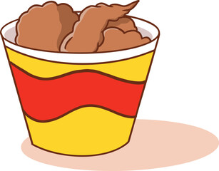 fried chicken in a bowl vector image illustrations