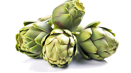 Obraz premium artichokes. Fresh vegetables isolated on white background. Healthy food concept. Generative AI