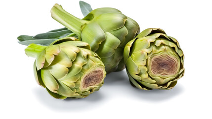 Obraz premium artichokes. Fresh vegetables isolated on white background. Healthy food concept. Generative AI