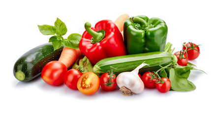 Fototapeta na wymiar Fresh vegetables isolated on white background. Healthy food concept. Generative AI