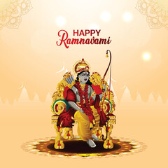 Happy ram navami festival wishes background with realistic bow