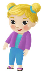 cartoon child kid boy taking off or putting on summer spring clothes by him self childhood illustration for kids
