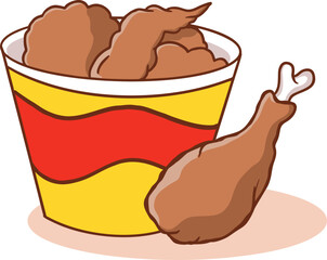 fried chicken in a bowl vector image illustrations