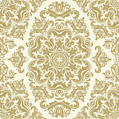 Orient vector classic golden and white pattern. Seamless abstract background with vintage elements. Orient pattern. Ornament for wallpapers and packaging