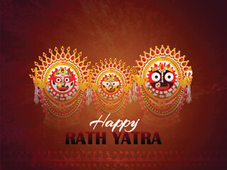 Happy rath yatra celebration for lord jagannath balabhadra and subhadra vector illustration