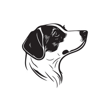 Beagle dog simple vector black image on white background. Silhouette svg vector illustration animal, laser cutting cnc.