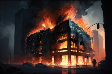 Burning building