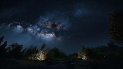Naklejka premium breathtaking view of the night sky filled with stars.Generative AI .