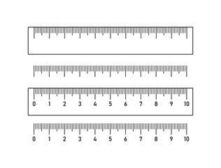 Ruler set. Flat, white, rulers. Vector illustration