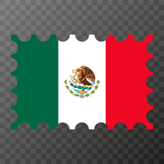 Postage stamp with Mexico flag. Vector illustration.