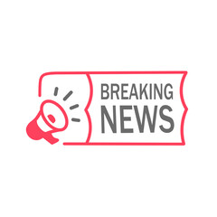 Breaking news banner - badge icon. Flat vector illustration isolated on white background.