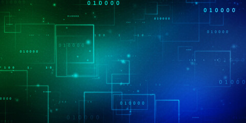 Binary Code Background, Digital Abstract technology background, flowing number one and zero text in binary code format in technology background. Internet Big data Concept